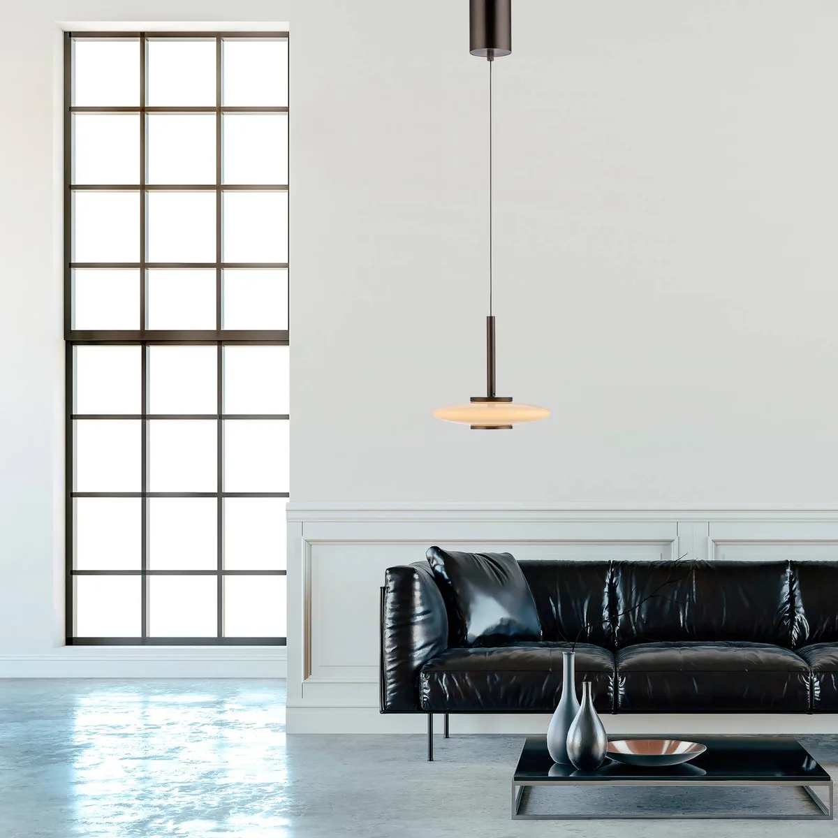LED hanglamp Vitrum bruin/opaalglas/aluminium Ø 22 cm de Paul Neuhaus en Marron, Opaal – photo produit