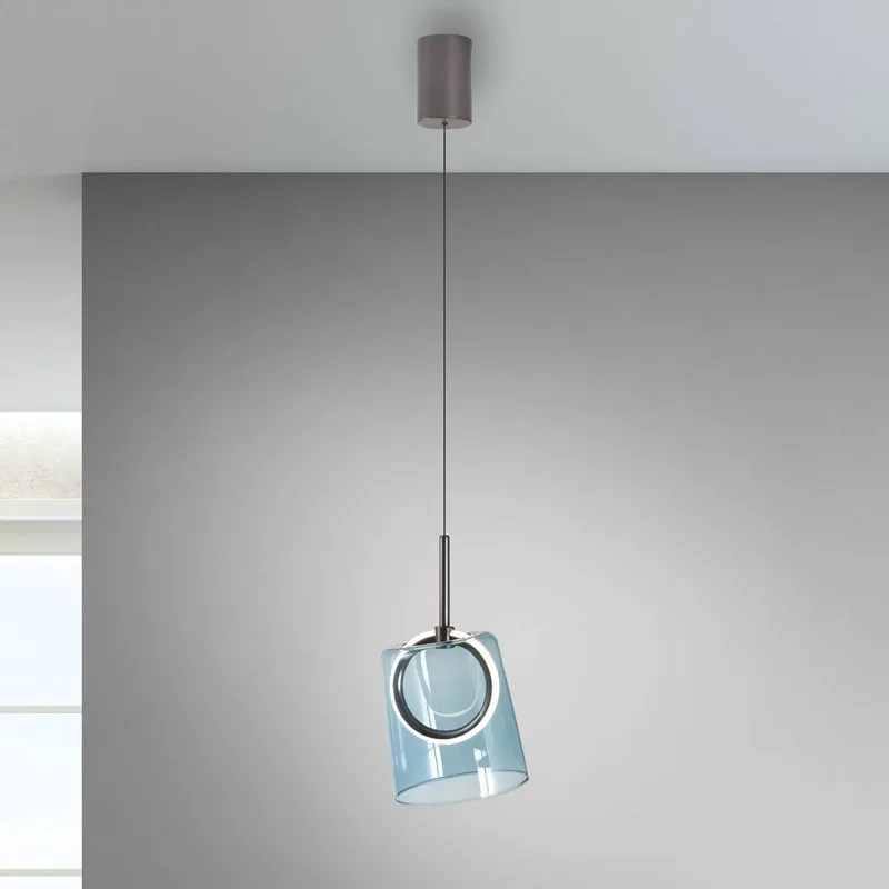 LED hanglamp Zula, Ø 15 cm, glas de Paul Neuhaus en Bleu – photo produit