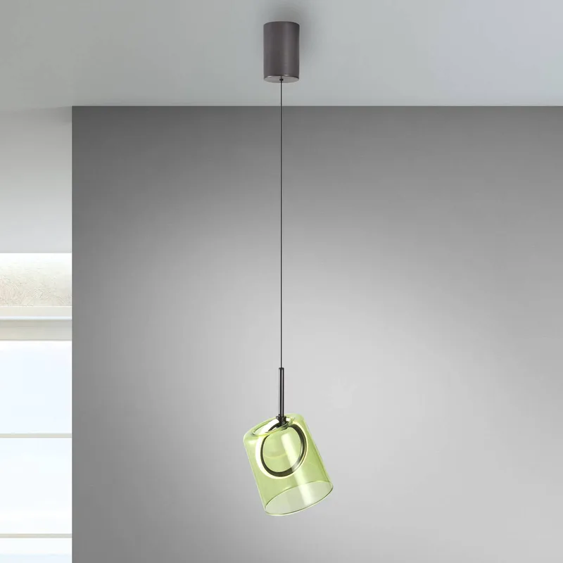 LED hanglamp Zula, Ø 15 cm, glas fra Paul Neuhaus i Grøn – produktbillede