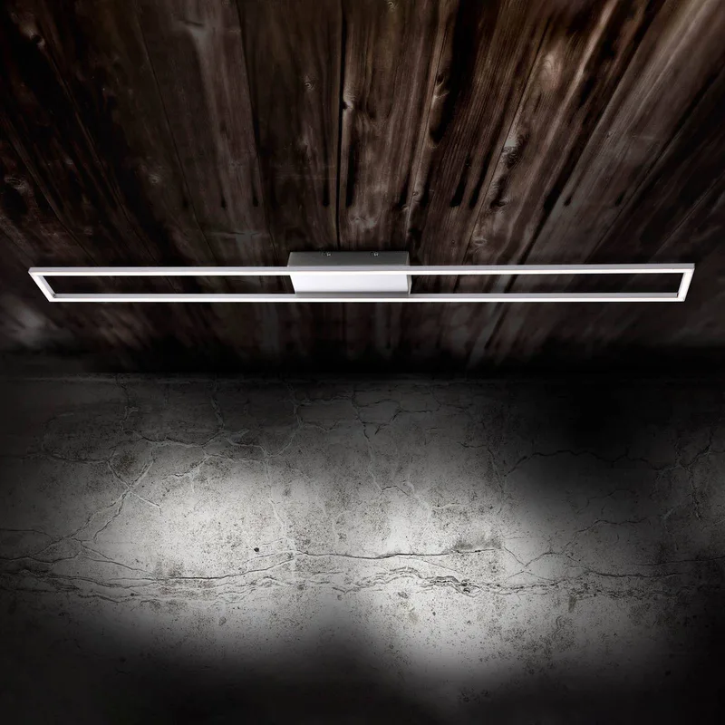 LED plafondlamp Inigo, staalkleurig, 110 cm lang fra Paul Neuhaus i Staal – produktbillede