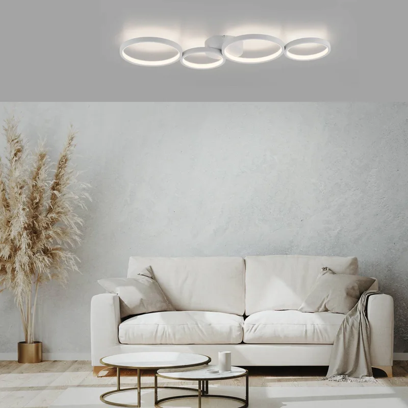 LED plafondlamp Kiringe, metaal, dimbaar de Paul Neuhaus en Blanc – photo produit