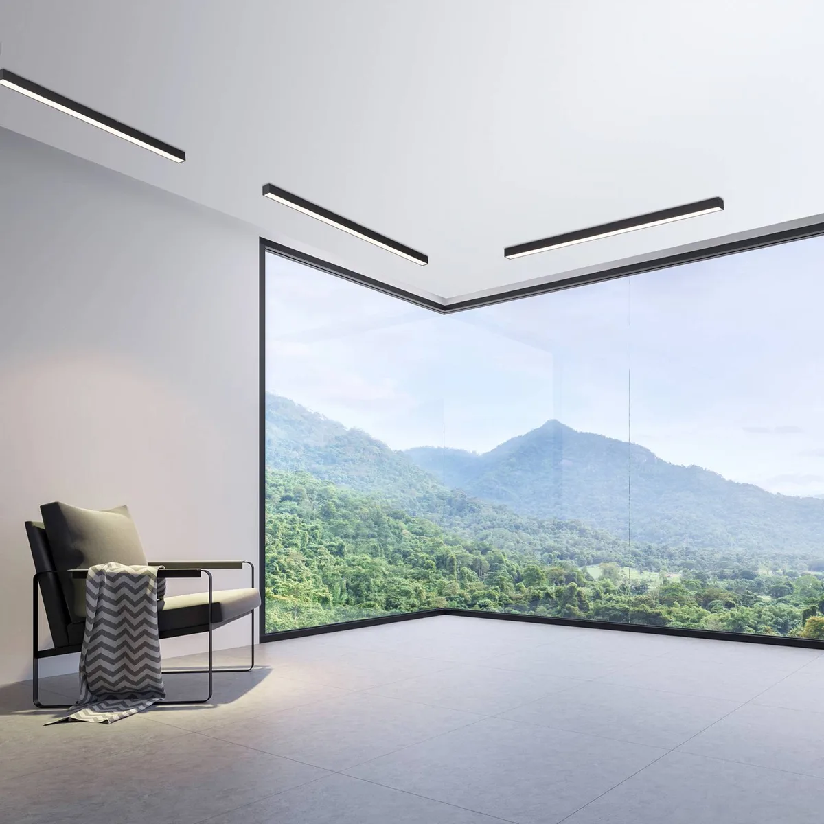 LED plafondlamp Lines, 110 cm, antraciet, CCT, afstandsbediening by Paul Neuhaus in Anthracite, White – product photo