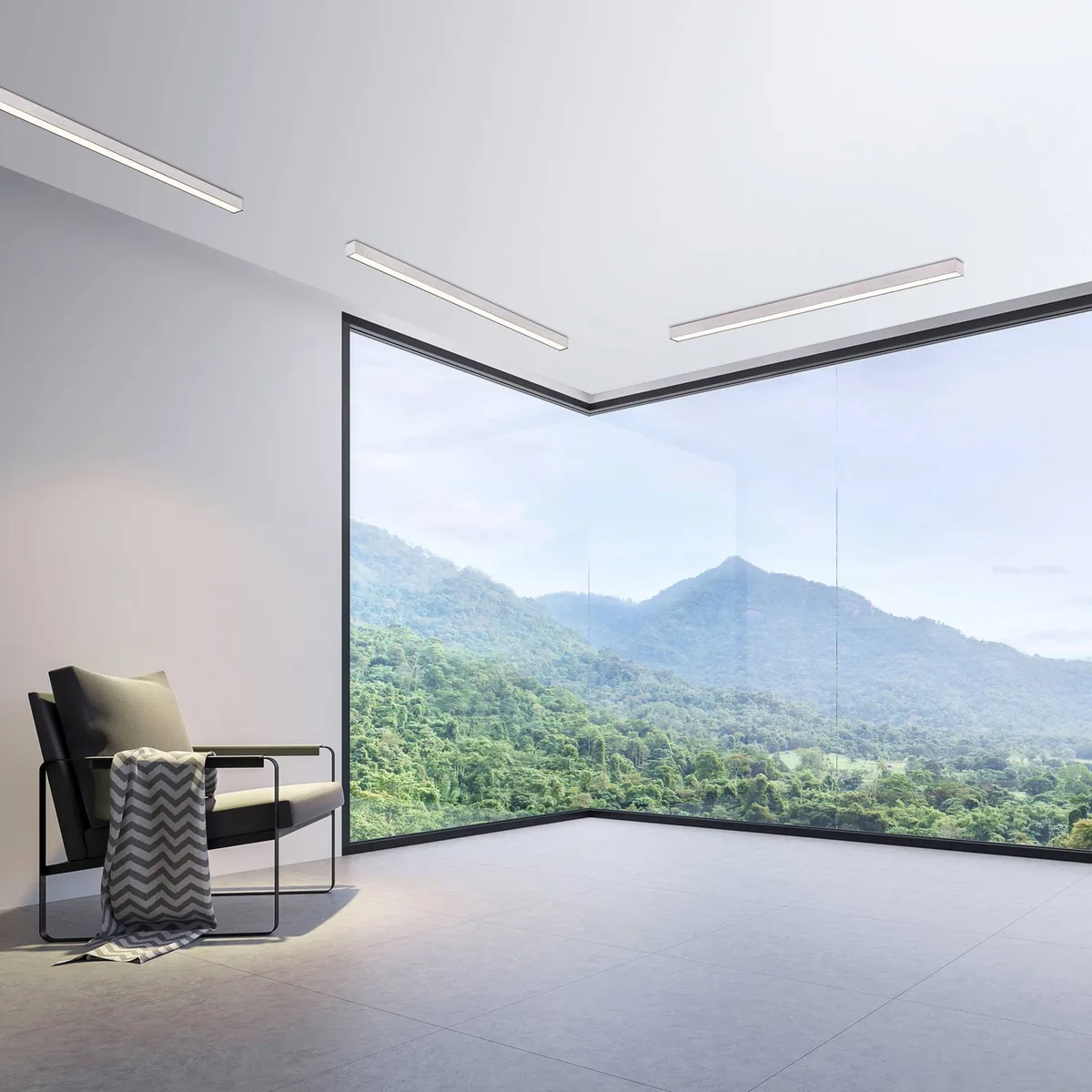 LED plafondlamp Lines, 110 cm, zilver, CCT, afstandsbediening de Paul Neuhaus en Argent, Blanc – photo produit