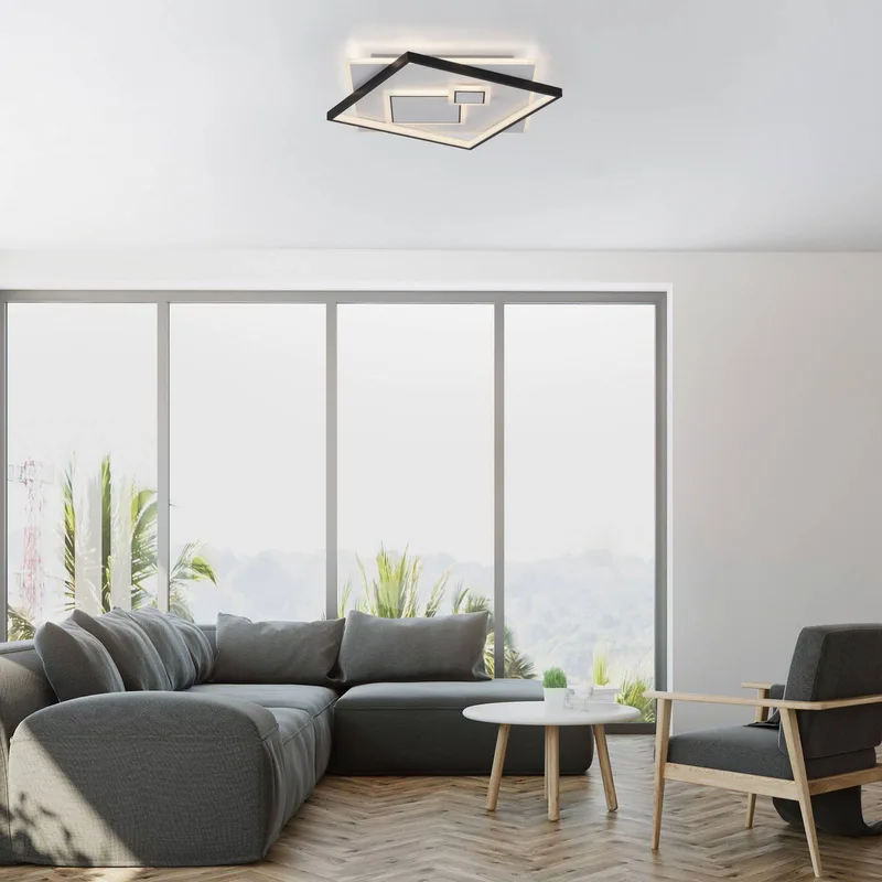 LED plafondlamp Mailak 57x57cm van Paul Neuhaus in Wit, Zwart – productfoto