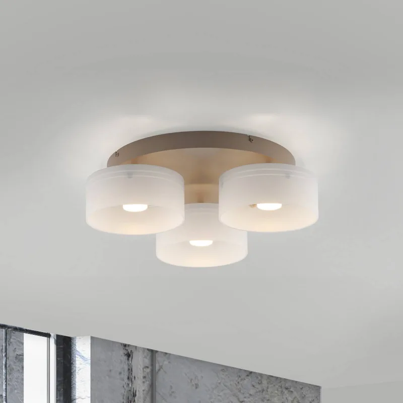 LED-loftlampe MARIKA beige/hvid 40 cm 3 lyskilder af glas med Switchdim fra Paul Neuhaus i Beige – produktbillede