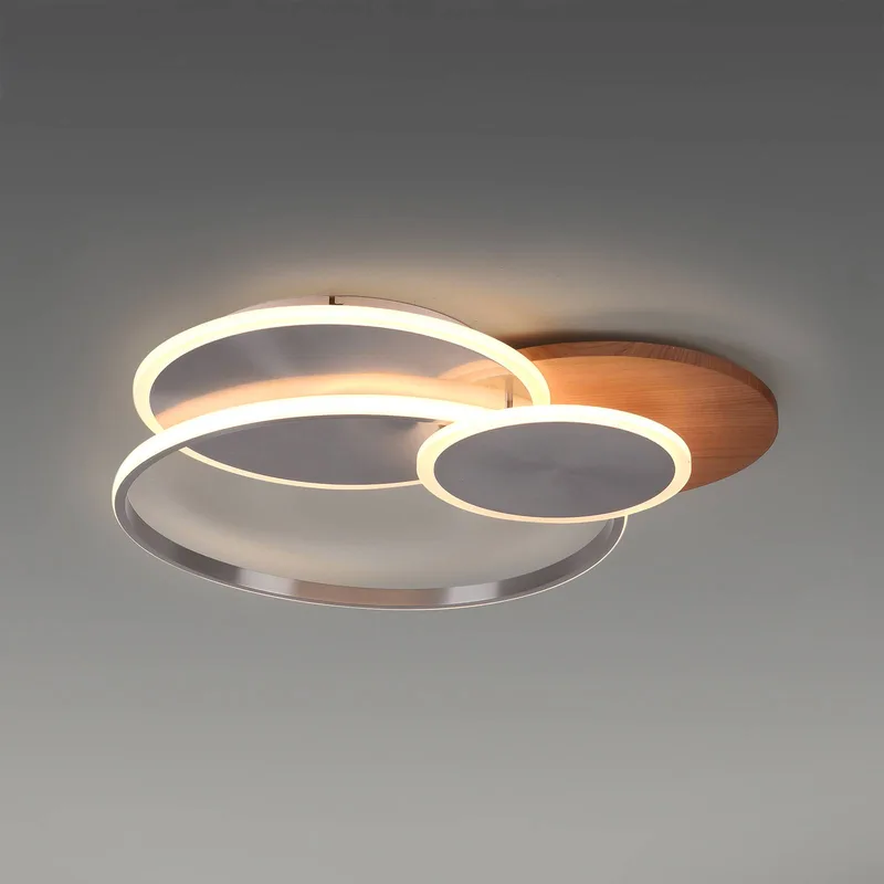 LED plafondlamp Palma, hout, CCT, 65cm, dimbaar de Paul Neuhaus en Donker hout, Argent, Blanc – photo produit