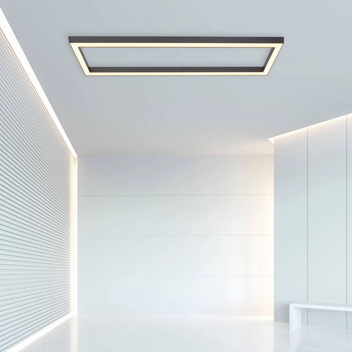 LED plafondlamp PURE Lines, 110 x 30 cm, antraciet, afstandsbediening fra Paul Neuhaus i Antracit, Hvid – produktbillede