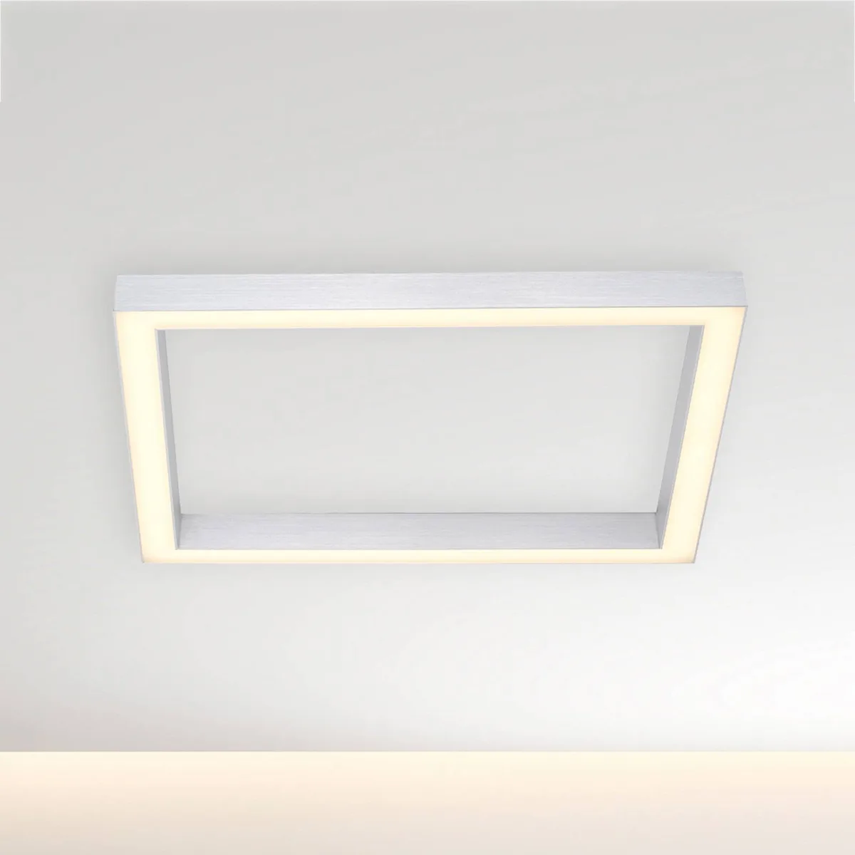 LED plafondlamp PURE Lines, 55 x 55 cm, zilver, CCT, afstandsbediening de Paul Neuhaus en Argent, Blanc – photo produit