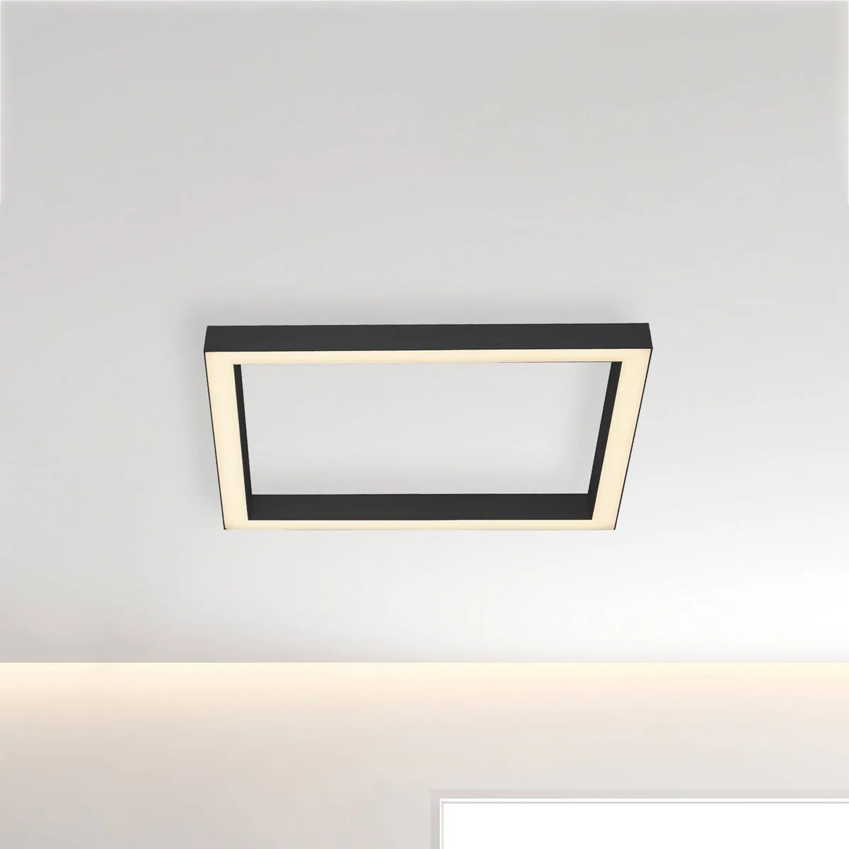 LED plafondlamp PURE Lines, 55x55 cm, antraciet, CCT, afstandsbediening fra Paul Neuhaus i Antracit, Hvid – produktbillede