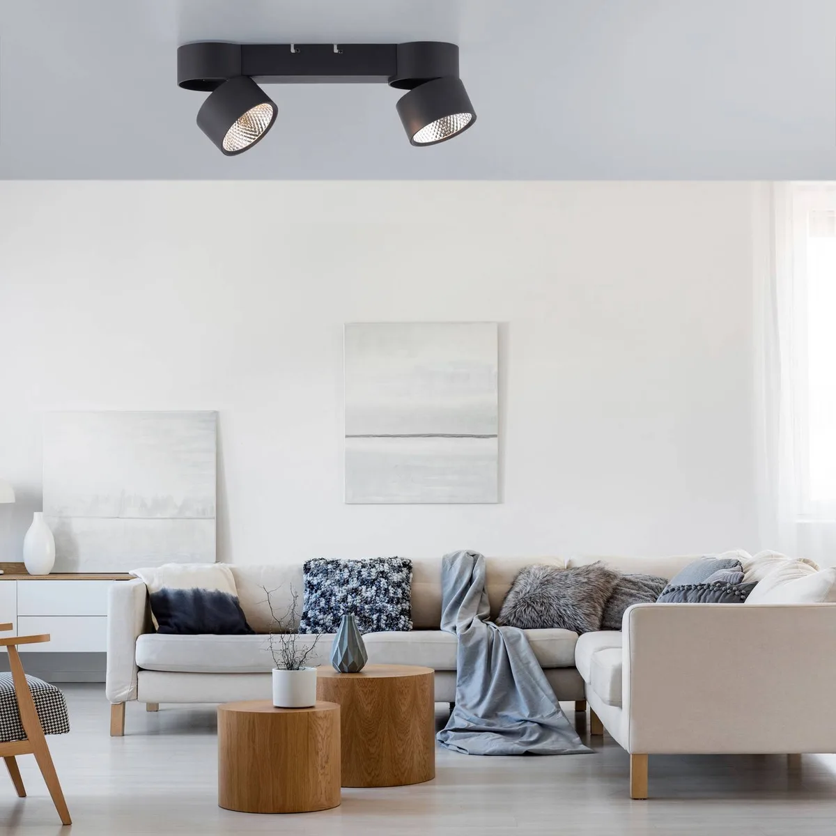 LED plafondlamp PURE Nola, 2-lamps de Paul Neuhaus en Noir – photo produit
