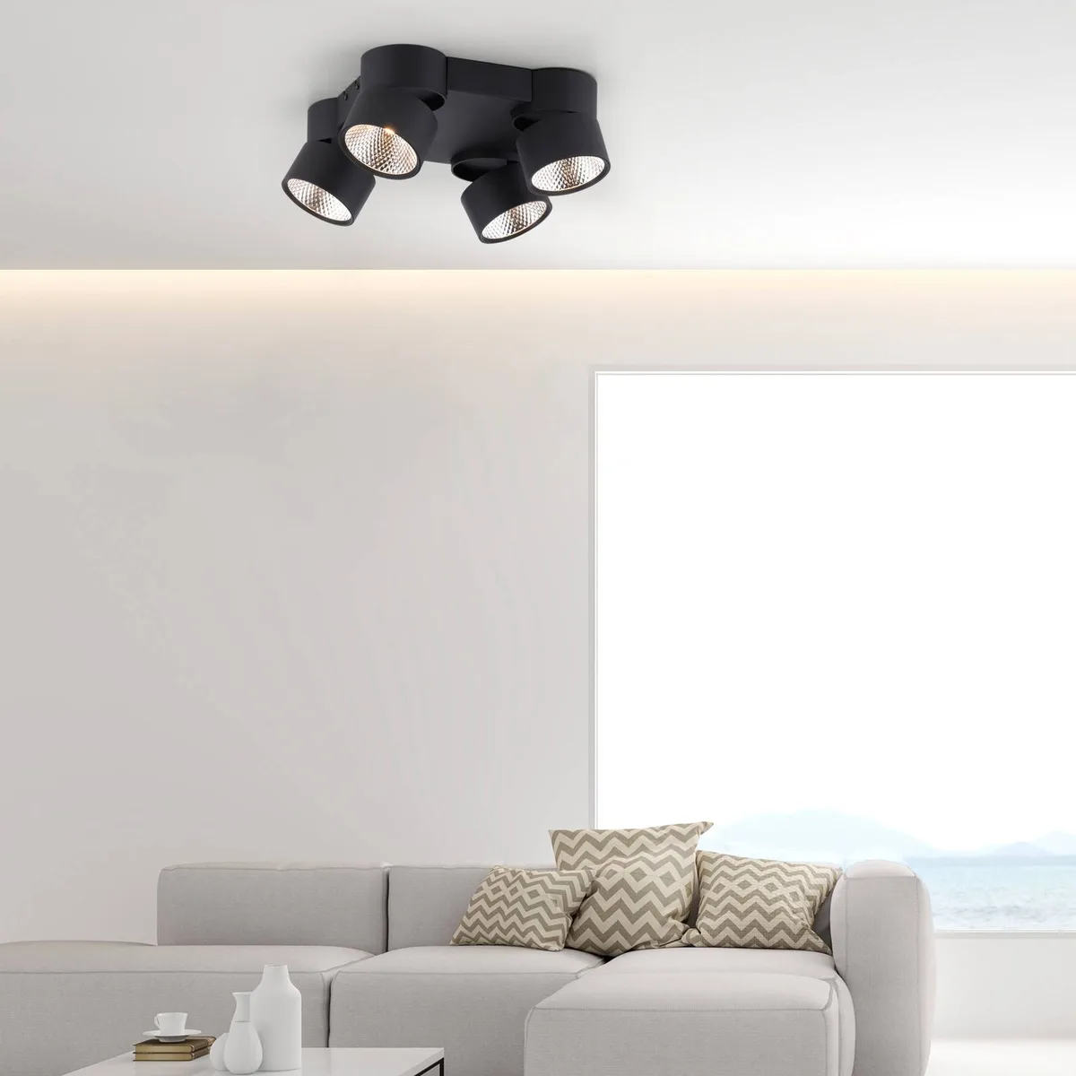 LED plafondlamp PURE Nola, 4-lamps de Paul Neuhaus en Noir – photo produit