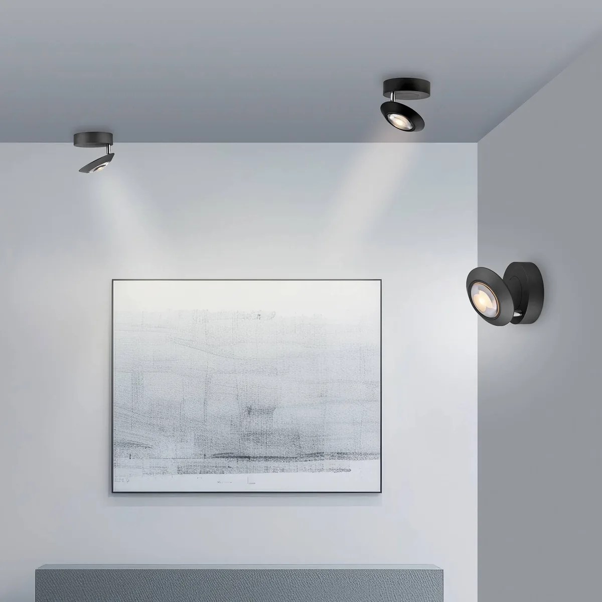 LED plafondlamp PURE Oculis, Ø 15 cm, ijzer/glas de Paul Neuhaus en Noir – photo produit