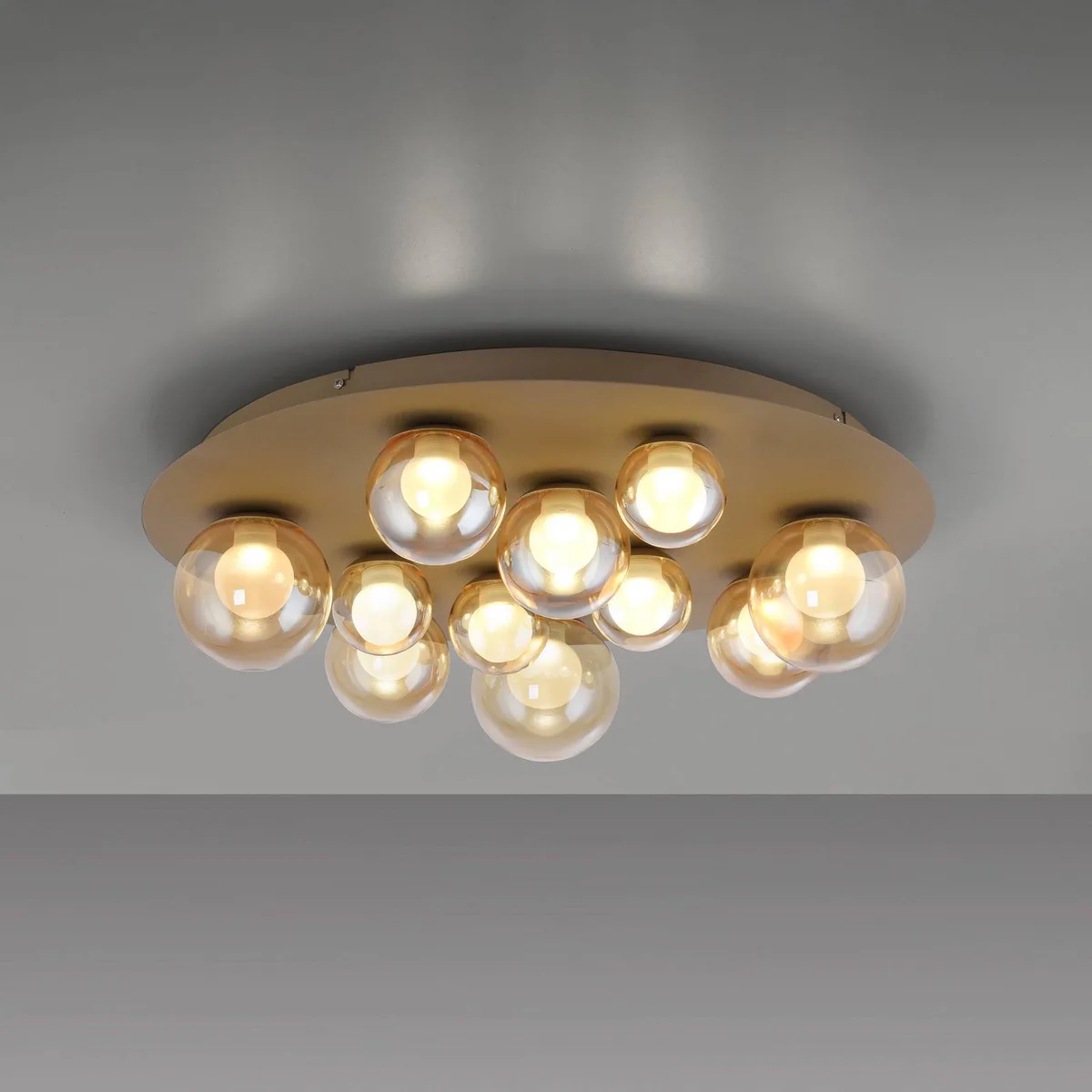 LED plafondlamp PURE Popup, brons/amber Ø 60 cm CCT, 11-lamps de Paul Neuhaus en Bronze, Amber – photo produit