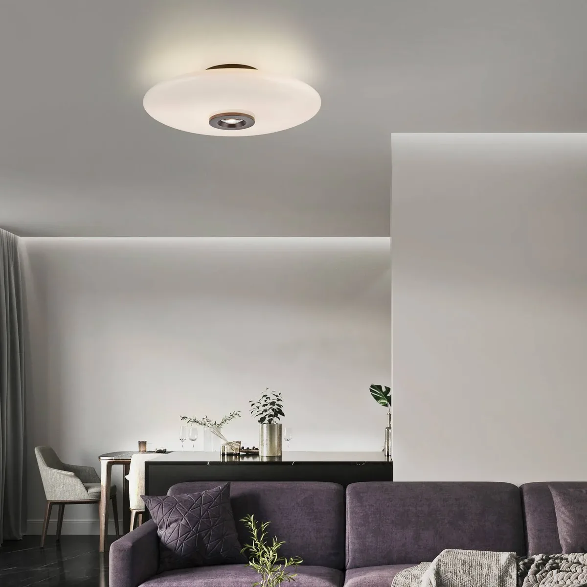 LED plafondlamp PURE Vitrum bruin/opaal glas/aluminium Ø 45 cm de Paul Neuhaus en Marron, Opaal – photo produit