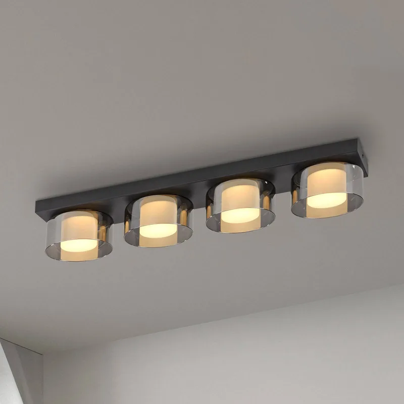 LED plafondlamp Rika, 70 cm, glas, dimbaar by Paul Neuhaus in Black, Zwart-transparant – product photo