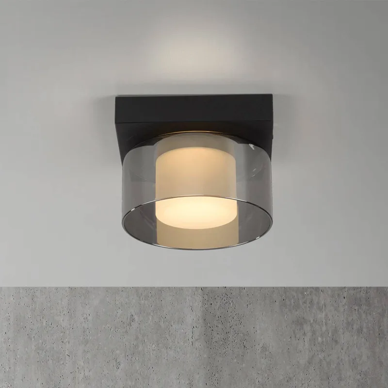 LED plafondlamp Rika, Ø 15 cm, glas, dimbaar de Paul Neuhaus en Noir, Zwart-transparant – photo produit