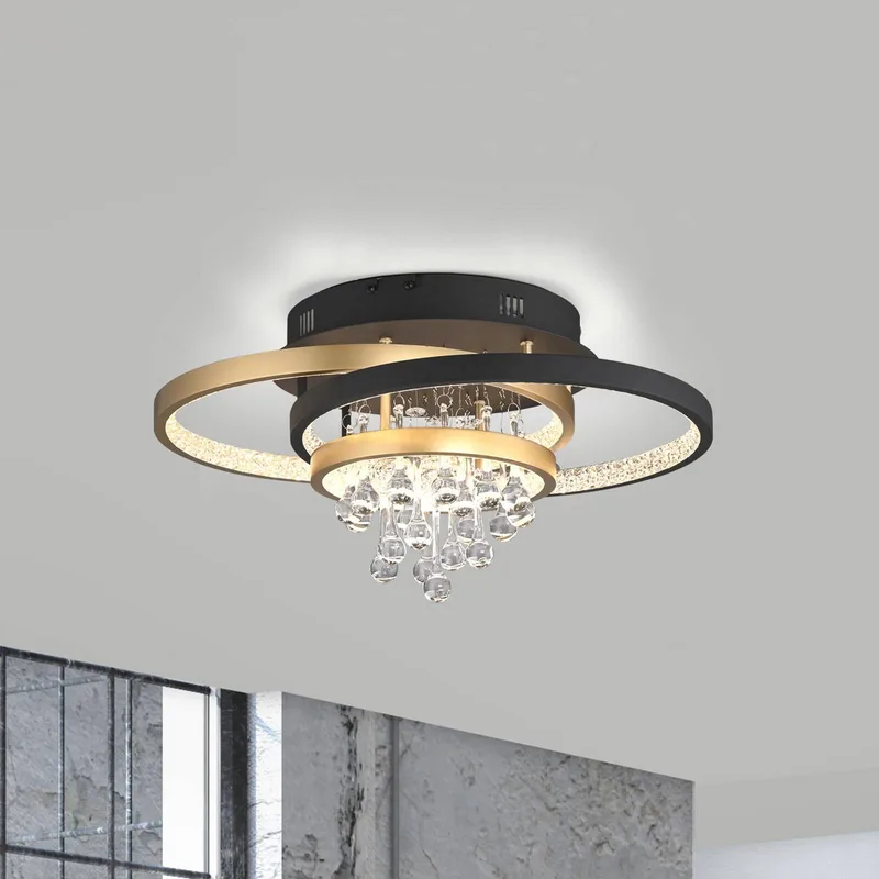 LED plafondlamp Rotazo, glas, CCT, dimbaar de Paul Neuhaus en Noir, Laiton – photo produit