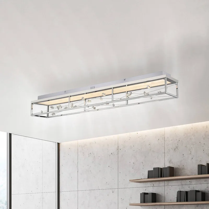 LED plafondlamp SKINA, 112 cm, CCT, dimbaar, afstandsbediening från Paul Neuhaus i Krom – produktbild