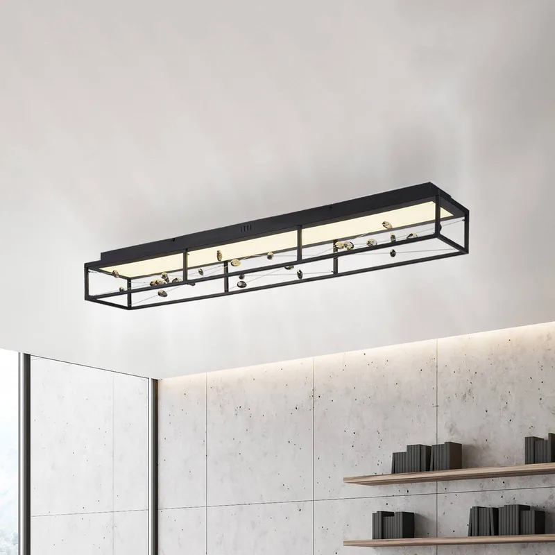 LED plafondlamp SKINA, 112 cm, CCT-dimbaar, met afstandsbediening de Paul Neuhaus en Noir – photo produit