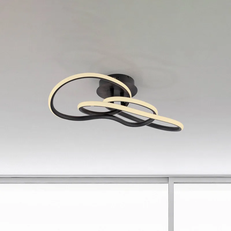 LED plafondlamp TWIST, lengte 90 cm, metaal, Switchdim en dimbaar de Paul Neuhaus en Noir – photo produit