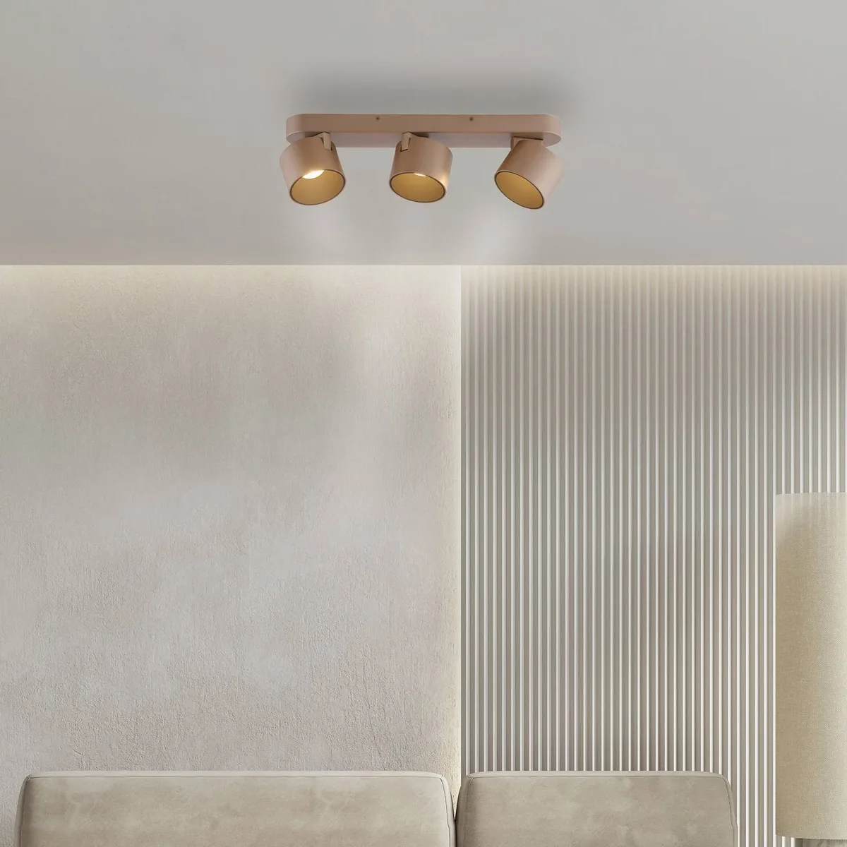 LED plafondspot PURE Cup, bronskleurig, 56 cm, metaal, 3-lamps de Paul Neuhaus en Bronze – photo produit