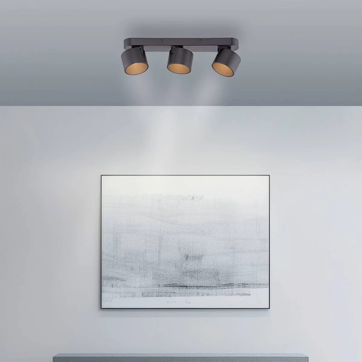 LED plafondspot PURE Cup, lengte 56 cm, metaal, 3-lamps de Paul Neuhaus en Noir – photo produit
