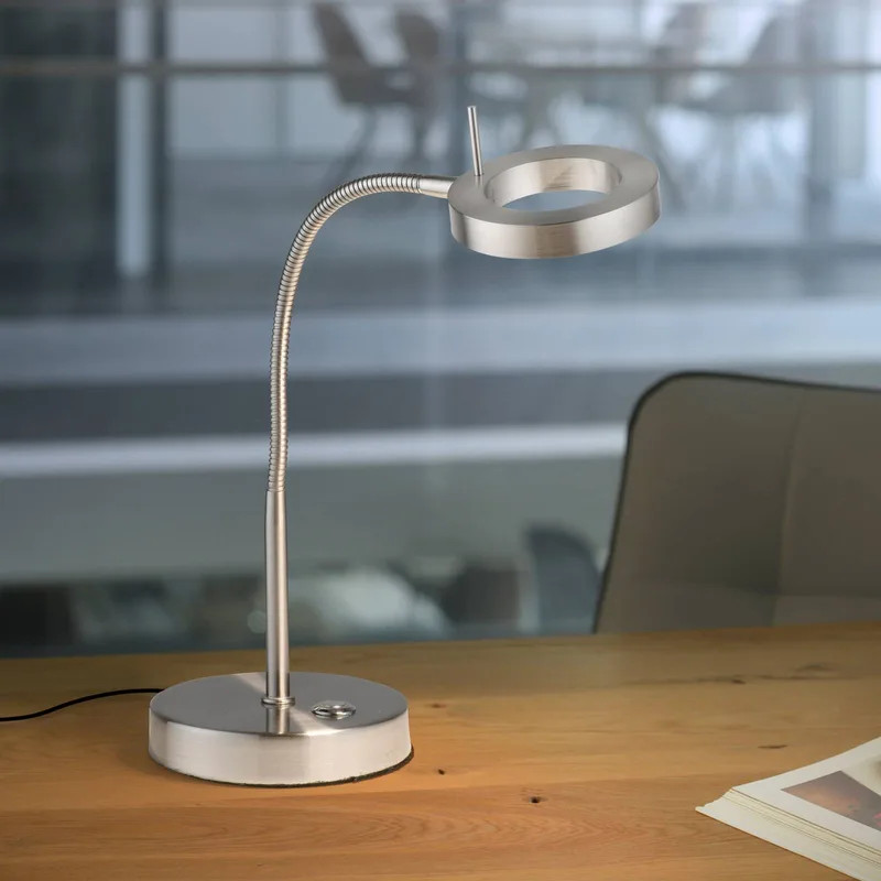 LED tafellamp Hensko met flexibele arm touchdimmer de Paul Neuhaus en Glanzend staal – photo produit