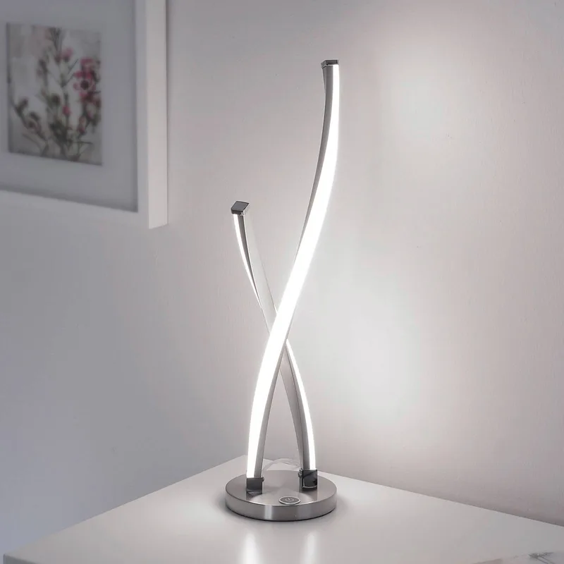 LED tafellamp Polina, zilver, metaal, dimbaar by Paul Neuhaus in Staalgrijs, White – product photo