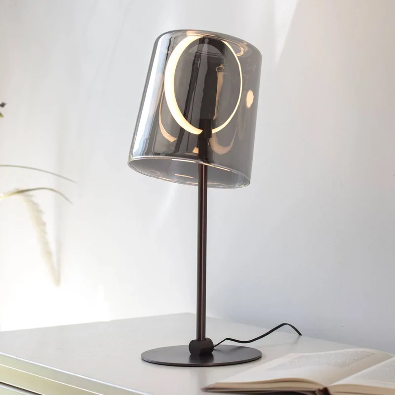 LED tafellamp Zula, rookgrijs, hoogte 42 cm de Paul Neuhaus en Rokerig grijs – photo produit