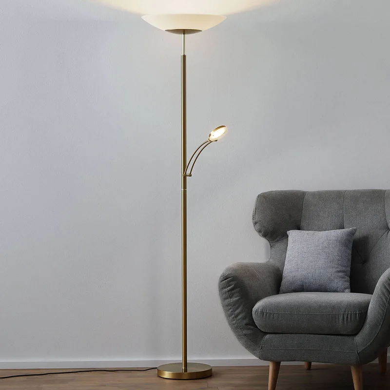 LED vloerlamp Alfred, messingkleurig, dimbaar de Paul Neuhaus en Mat messing – photo produit