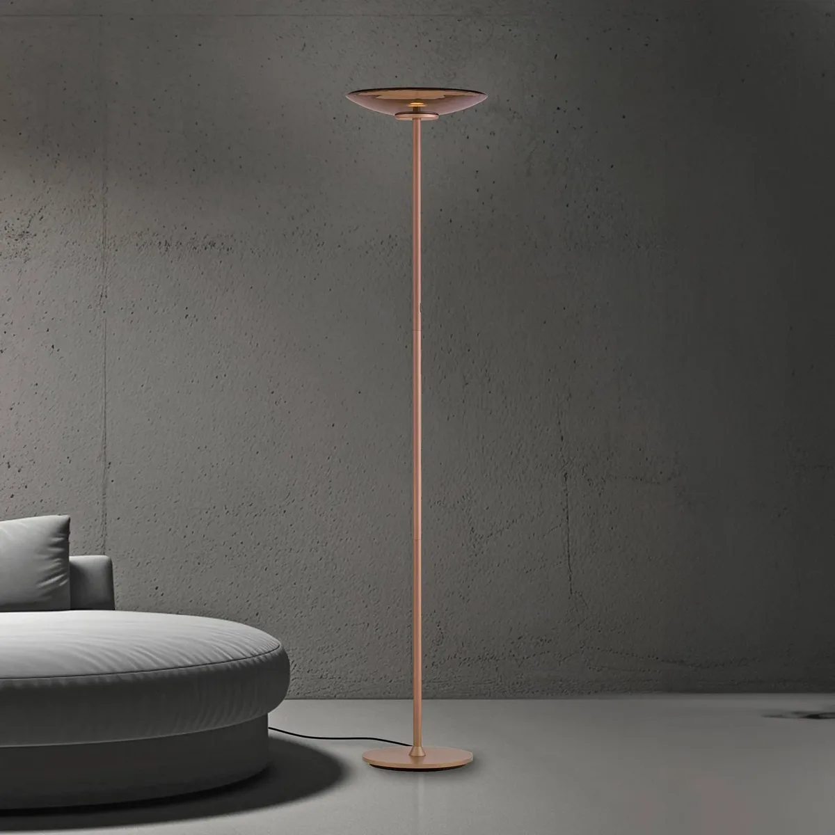 LED vloerlamp Maan bronskleurig aluminium/glas dimmer från Paul Neuhaus i Brons, Brons-transparant – produktbild