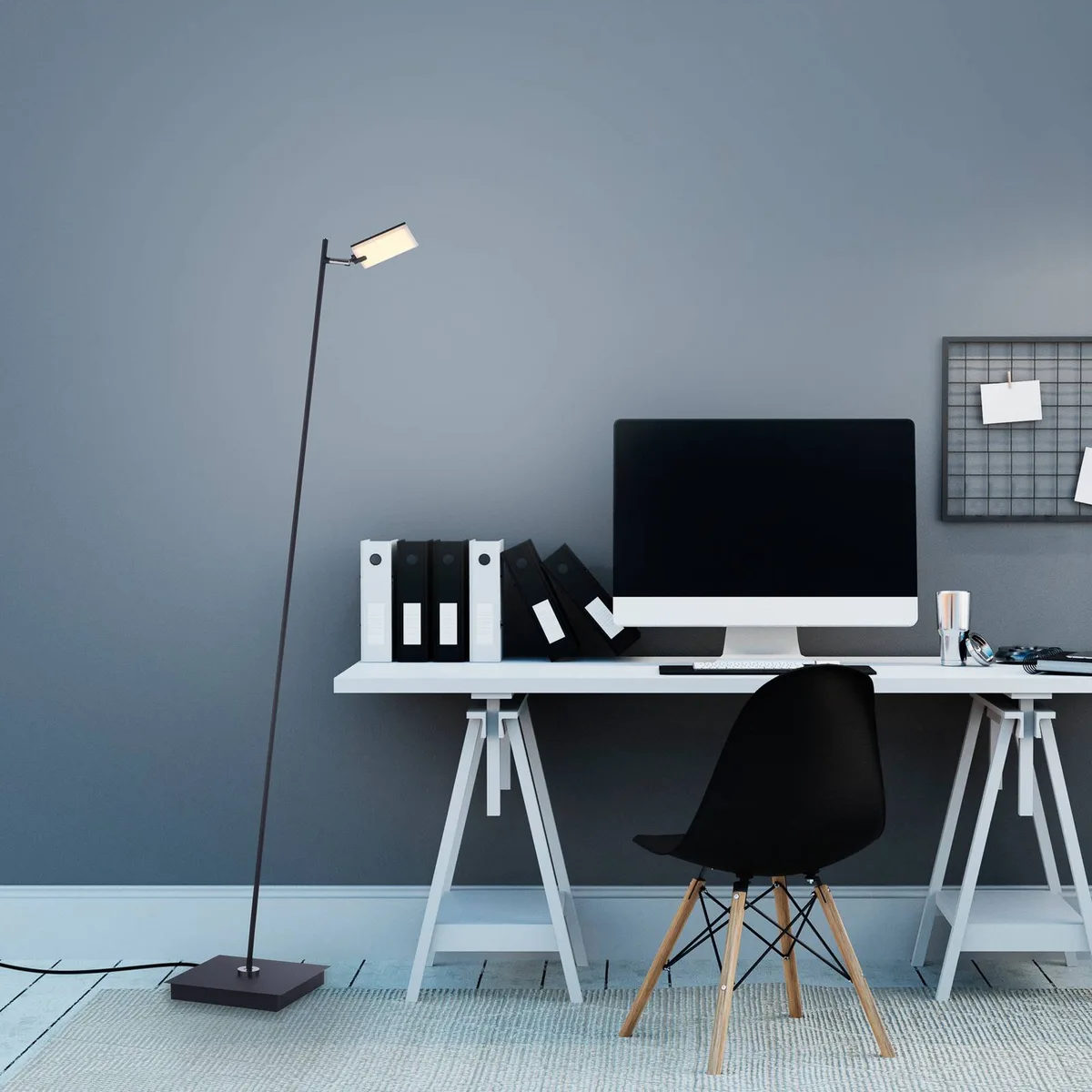 LED vloerlamp PURE Mira, black pearl, afstandsbediening de Paul Neuhaus en Zwarte parel, Blanc – photo produit