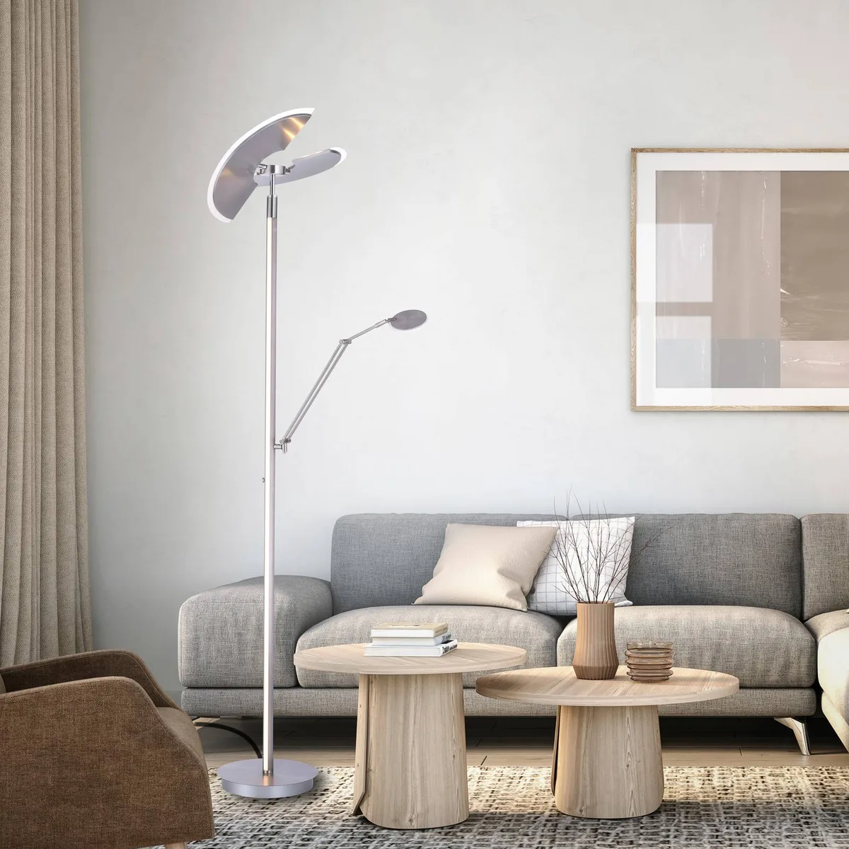 LED vloerlamp PURE Mutil, diamond, leeslamp, CCT de Paul Neuhaus en Argent, Blanc – photo produit