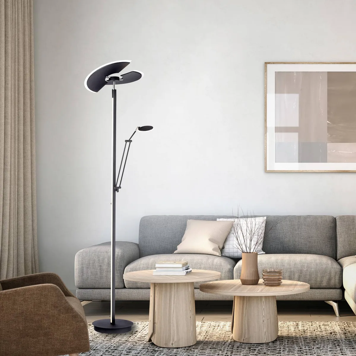 LED vloerlamp PURE Mutil, grafiet, leeslamp, CCT de Paul Neuhaus en Anthracite, Blanc – photo produit