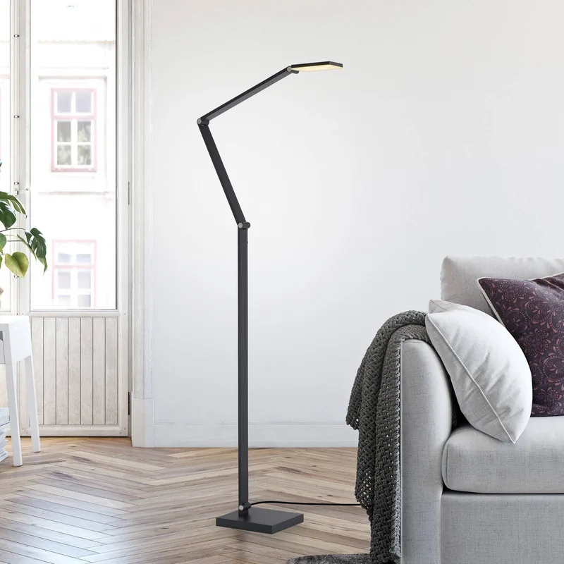LED vloerlamp SAMSKY, hoogte 161 cm, metaal, touchdimmer van Paul Neuhaus in Grijs – productfoto