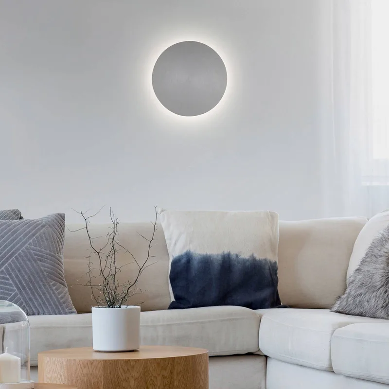 LED wandlamp batterij Puntua Ø 18 cm grijs de Paul Neuhaus en Grijs mat – photo produit