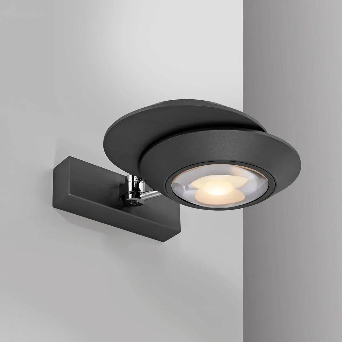 LED wandlamp PURE Oculis, 30 cm, ijzer/glas, 2-lamps van Paul Neuhaus in Zwart – productfoto
