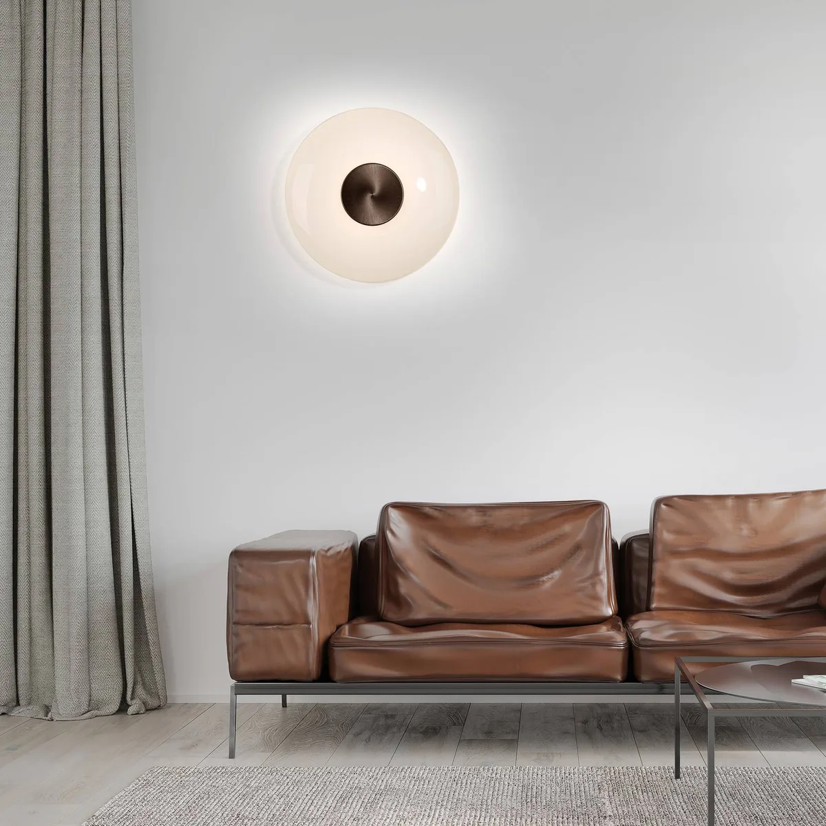 LED wandlamp PURE Vitrum, bruin/opaalglas/aluminium Ø 22 cm de Paul Neuhaus en Marron, Opaal – photo produit