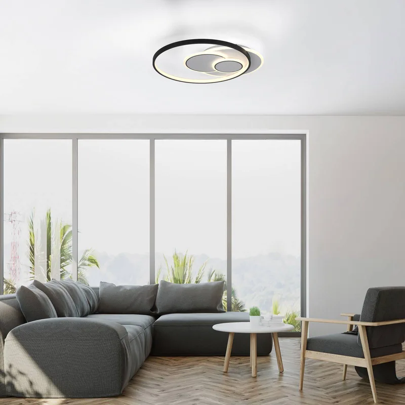 Mailak LED plafondlamp, rond van Paul Neuhaus in Wit, Zwart – productfoto
