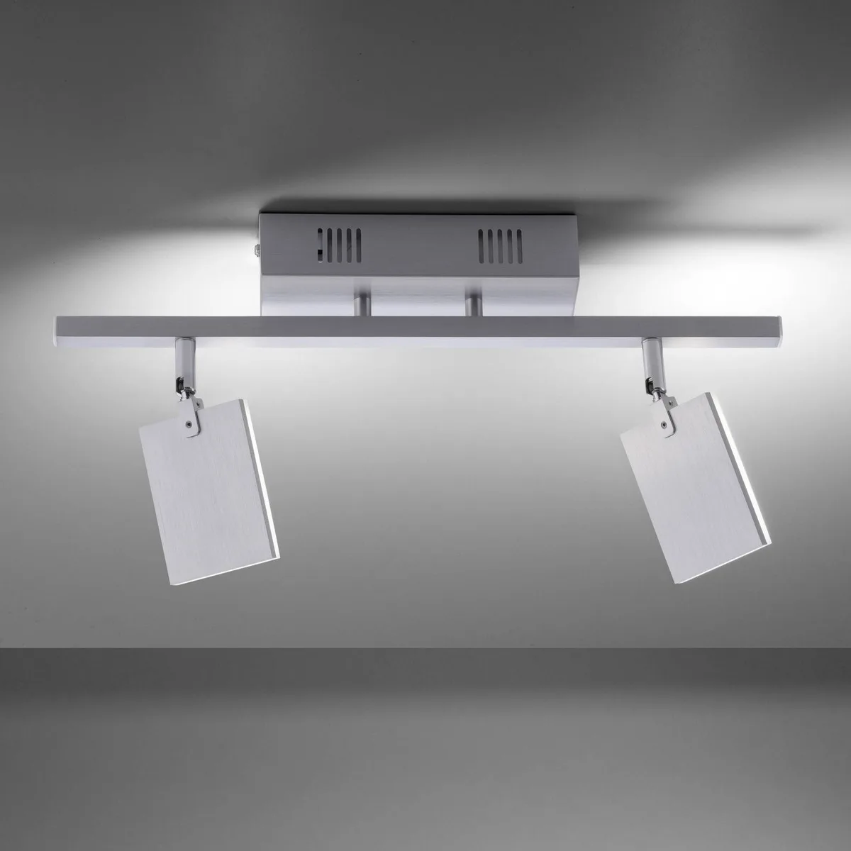Mira LED plafondlamp 2-lamps remote CCT alu de Paul Neuhaus en Gesatineerd aluminium – photo produit