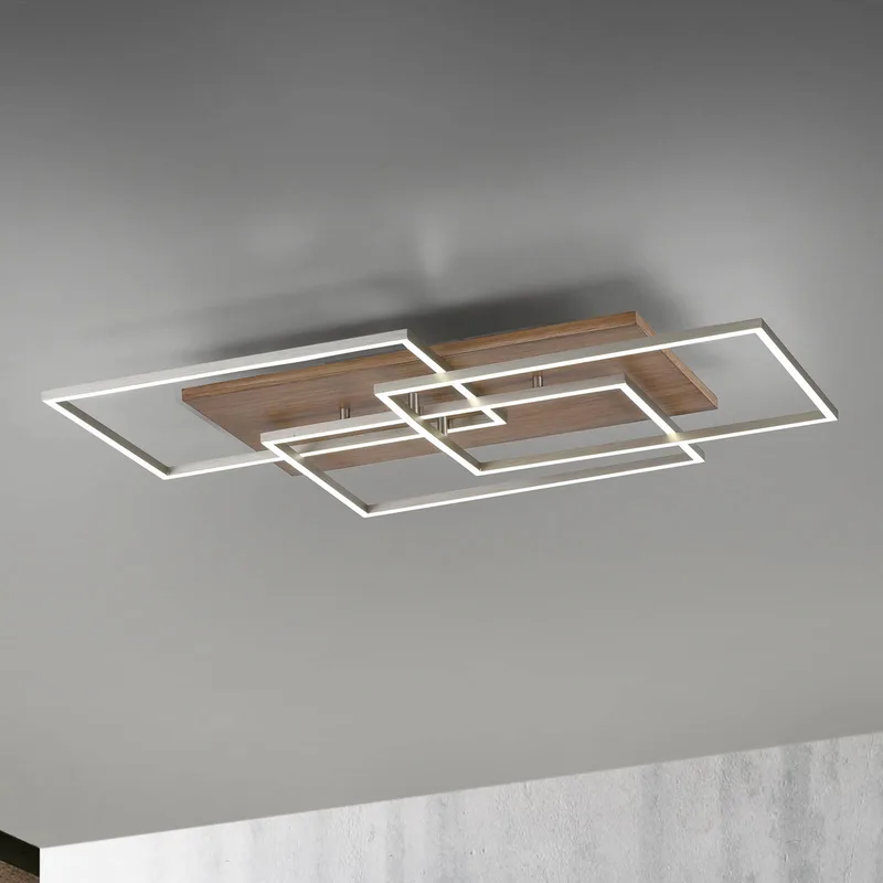 Palma LED plafondlamp CCT frames by Paul Neuhaus in Hout donker, Silver, White – product photo