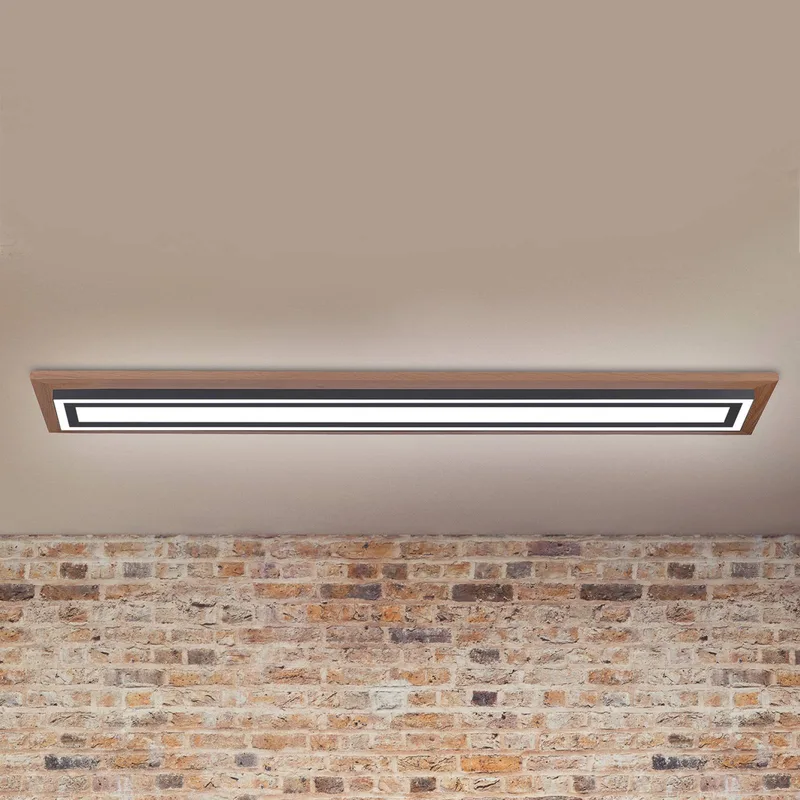 Palma LED-Deckenlampe CCT lang von Paul Neuhaus in Hout donker, Schwarz, Weiß – Produktfoto