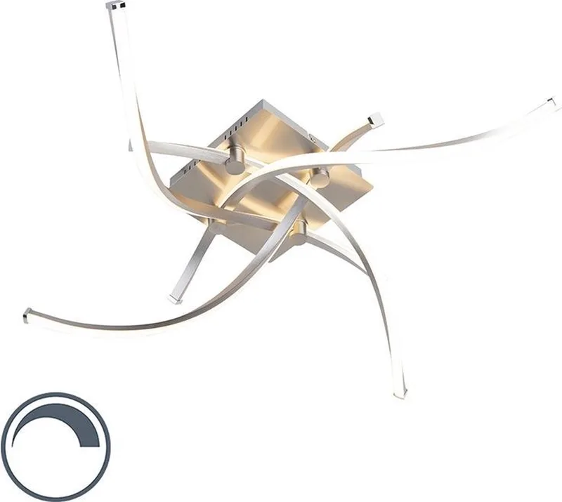 paulina - Moderne LED Dimbare Plafondlamp met Dimmer - 4 lichts - L 700 mm - Staal - Woonkamer | Slaapkamer | Keuken de Paul Neuhaus en Gris – photo produit