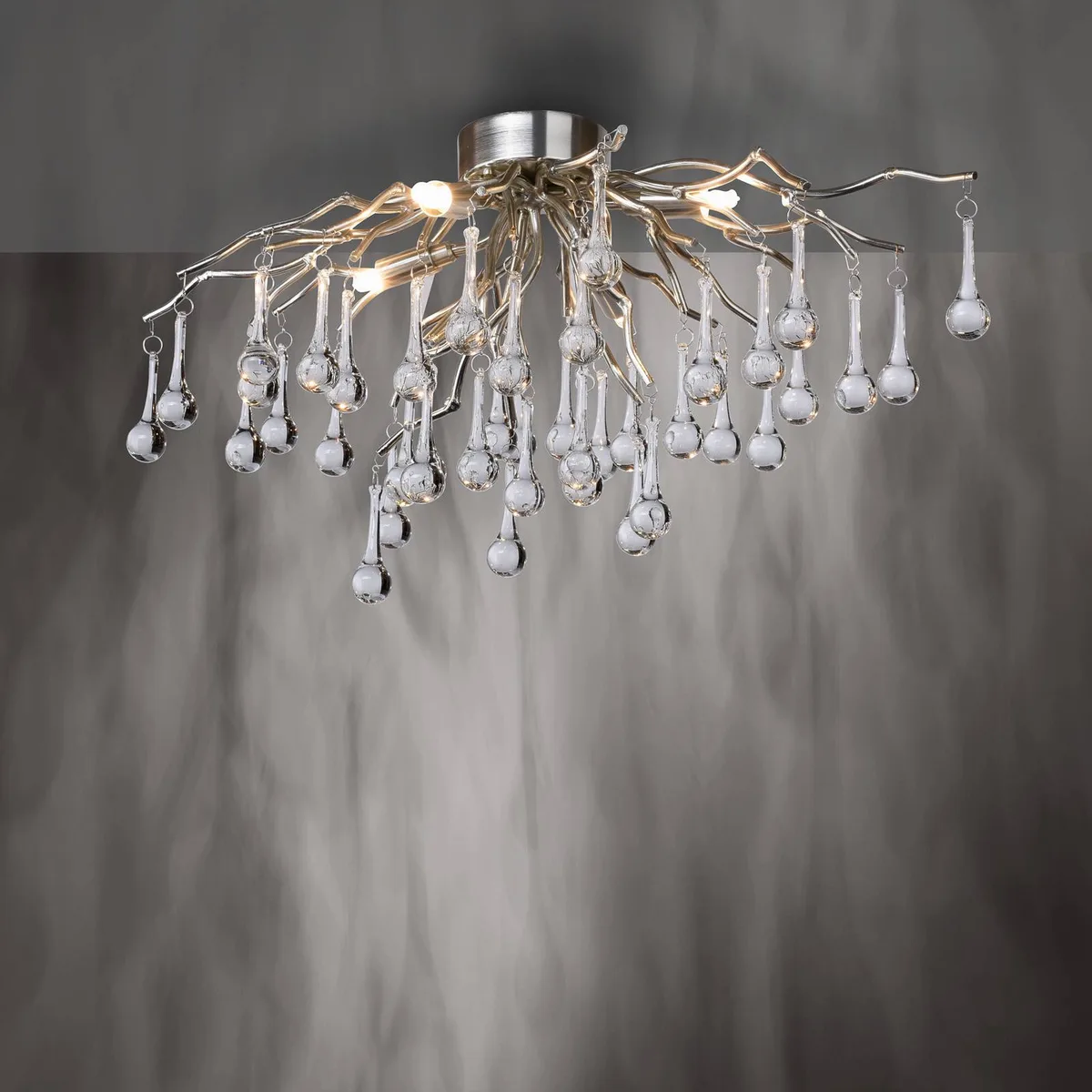 plafondlamp Icicle, glazen hanglamp, 4-lamps, zilver fra Paul Neuhaus i Staal, Helder – produktbillede 5 af 5