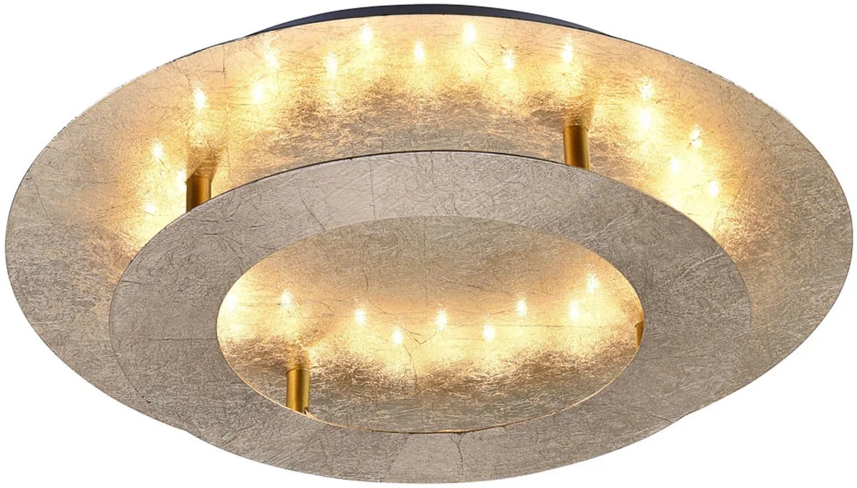 Plafondlamp in goudkleurig staal rond met verlichte ring, 1x LED printplaat 18 watt 1260 lumen warm wit, diameter 40 cm, woonkamer eetkamer slaapkamer hal foyer de Paul Neuhaus en Or – photo produit