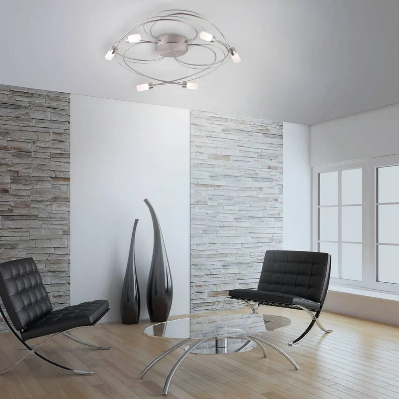 Plafondlamp Nelia met LED 6-lamps Ø 60 cm by Paul Neuhaus in Staal – product photo