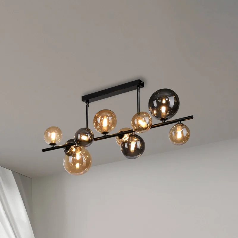 Popsicle plafondlamp, glas, 85 cm lang, G9 van Paul Neuhaus in Zwart, Amber, Rookgrijs – productfoto