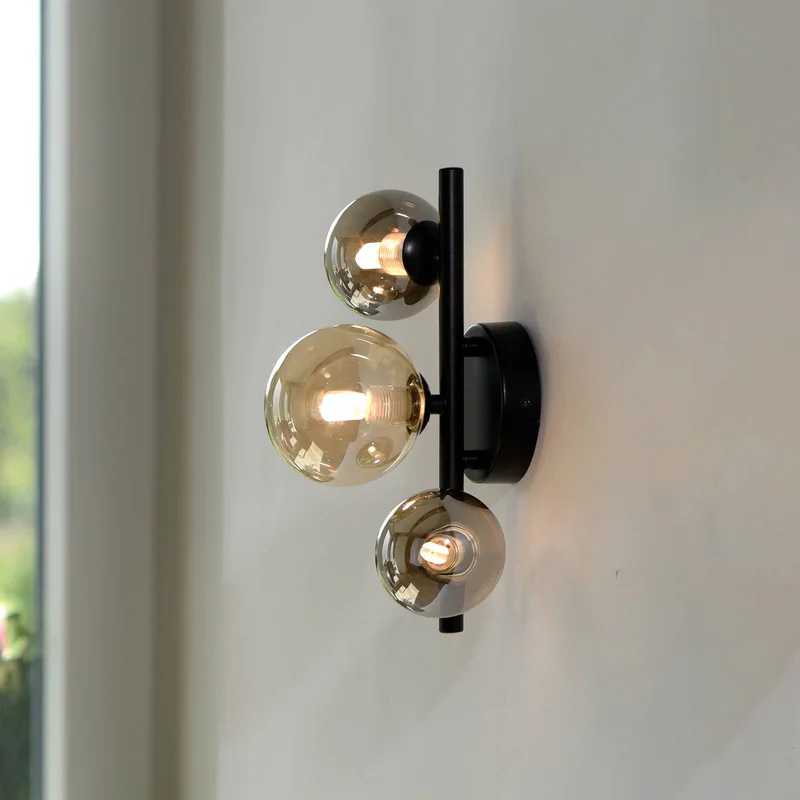 Popsicle wandlamp, zwart, glas, 29 cm, G9 de Paul Neuhaus en Noir, Amber, Rookgrijs – photo produit