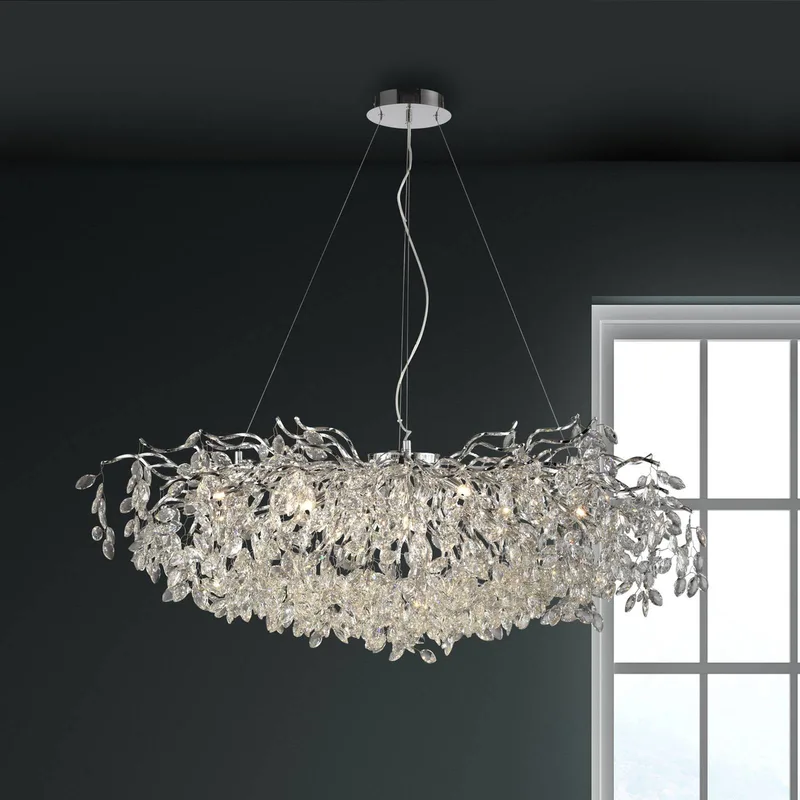 Ricicle kroonluchter, chroom, lengte 120 cm de Paul Neuhaus en Chrome, Helder – photo produit