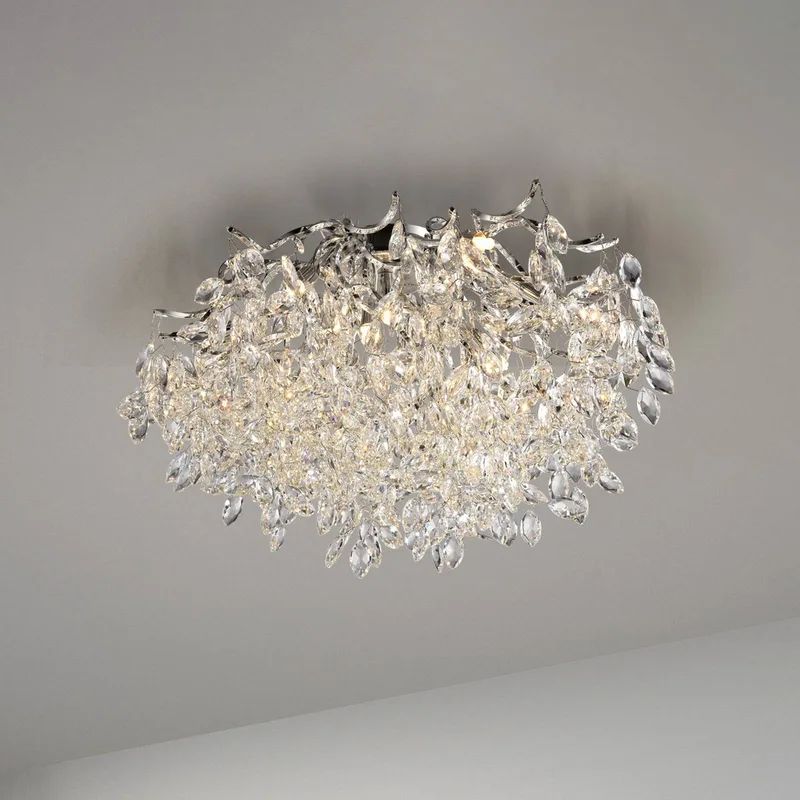 Ricicle plafondlamp, kristallen pendel, Ø 60 cm fra Paul Neuhaus i Krom, Helder – produktbillede